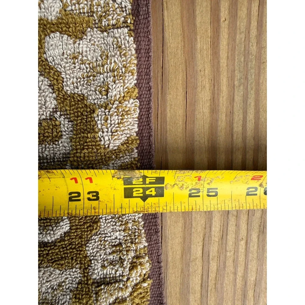 VTG MCM Callaway Milliken Towel Avocado Fringe Gold Daisy Floral & 2 Washcloths